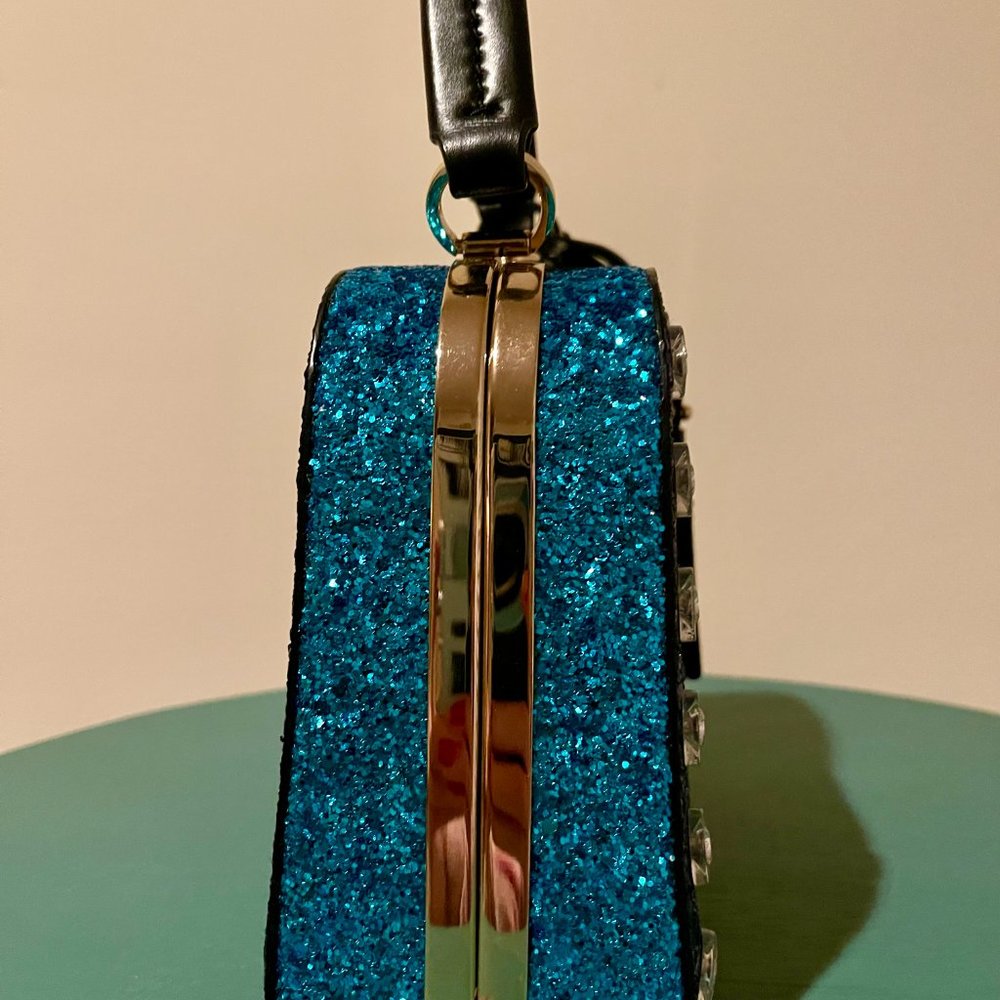 New Kate Spade satchel handbag blue color glitter(leather) - Picture 7 of 12